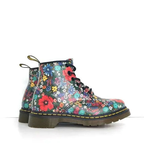 Dr Martens 101 Wanderlust Floral Leather Lace Up Ankle Boots Women’s 7 Shoes - Picture 3 of 13
